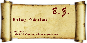 Balog Zebulon névjegykártya
